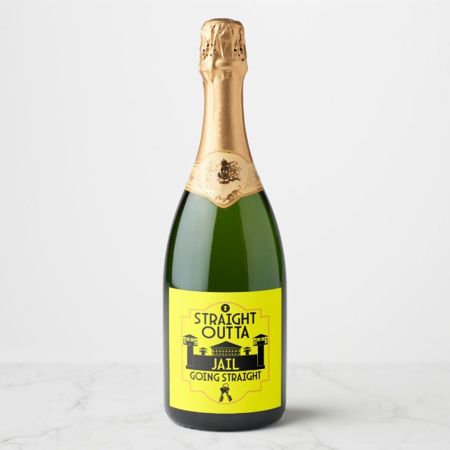 Out Of Jail Prison Release Gift  Sparkling Wine Label (Front)