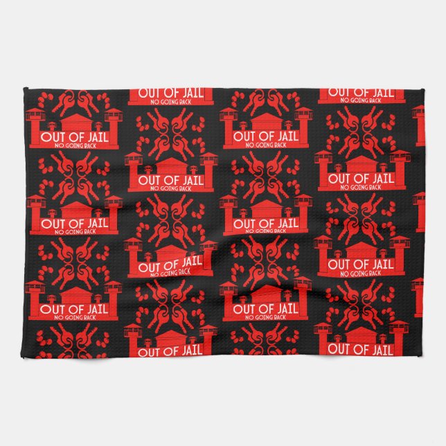 Out Of Jail Prison Release Gift Tea Towel (Horizontal)