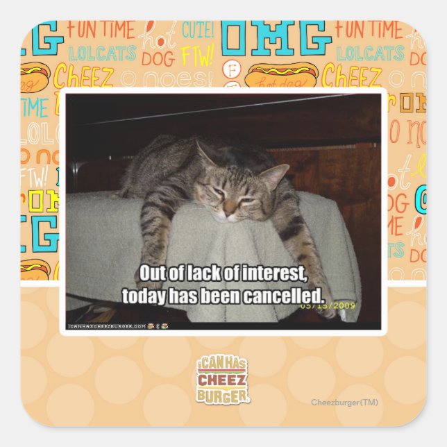 Out of lack of interest square sticker (Front)