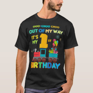 Out of my way it's my 1st birthday Trains Party ki T-Shirt