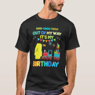 Out Of My Way It's My 4th Birthday Trains Party Ki T-Shirt
