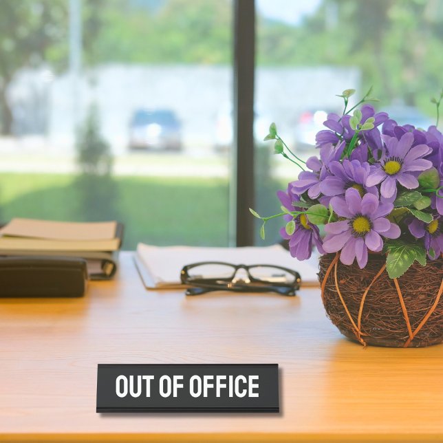 Out Of Office Black Desk Name Plate (Creator Uploaded)