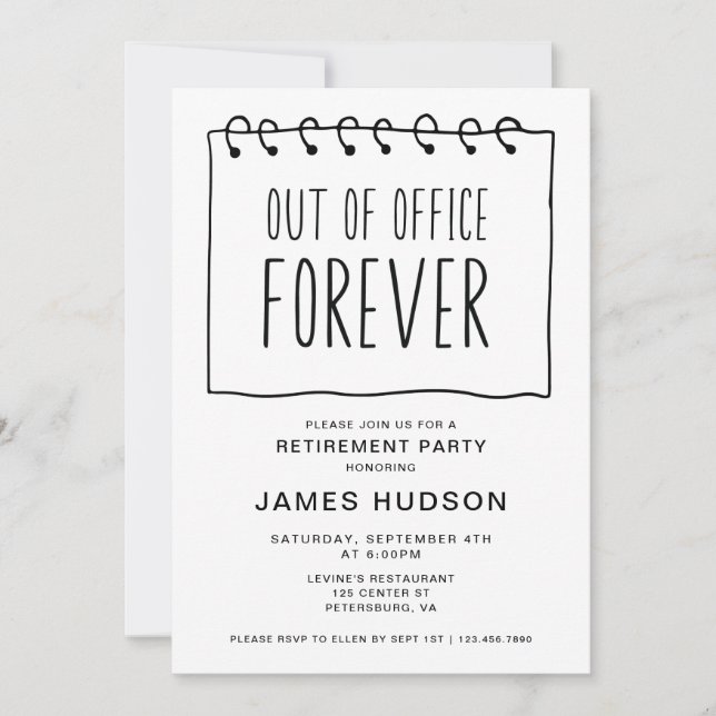 Out Of Office Forever Retirement Party Invitation (Front)