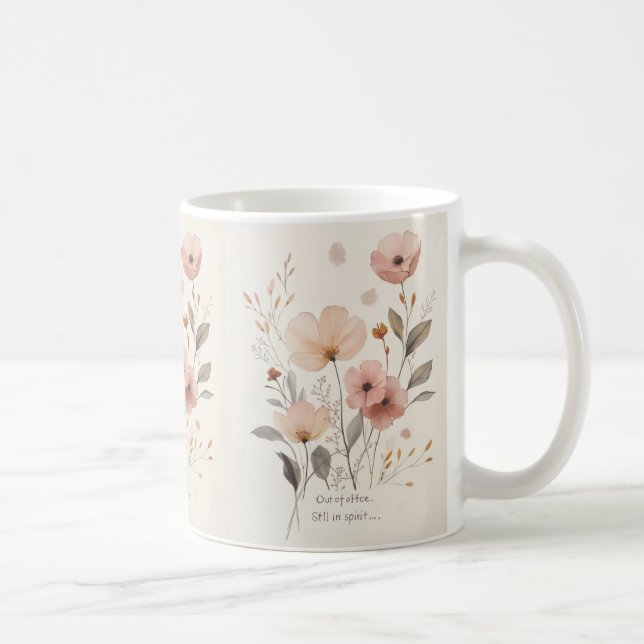 Out of Office – Minimalist Floral Humor Mug   (Right)
