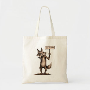 Out of Order Funny Grumpy Coyote Cartoon Tote Bag