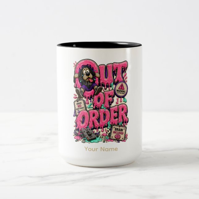 Out of Order Personalised Funny Burnout Coffee Two-Tone Coffee Mug (Center)