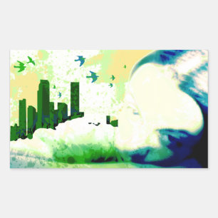 out of range. rectangular sticker