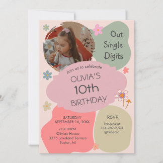 Out of Single Digits 10th Birthday Invitation