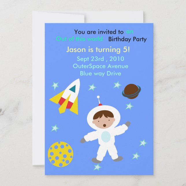 Out of Space Birthday Party invite        ... (Front)