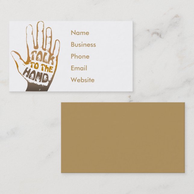 Out-of-the-Box Professional Talk To The Hand Business Card (Front/Back)