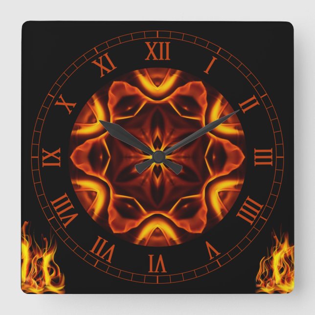 Out Of The Crucible ~ Art From The Flames ~ Square Wall Clock (Front)