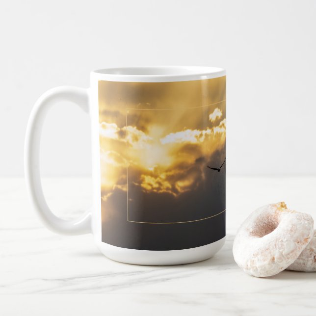 Out Of The Sun Bald Eagle With Border Coffee Mug (With Donut)