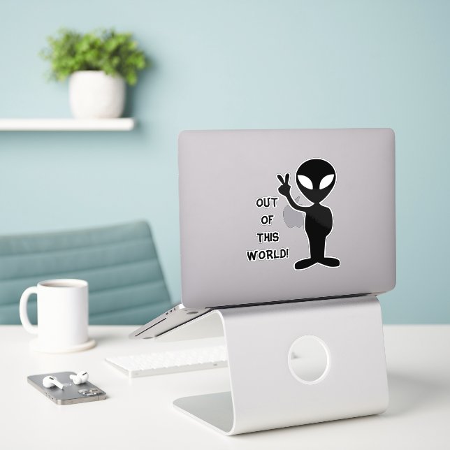 out of this world alien laptop sticker (Laptop On Desk)