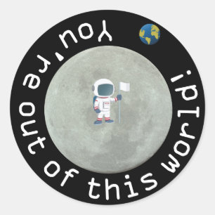Out Of This World Astronaut Birthday Party Classic Round Sticker