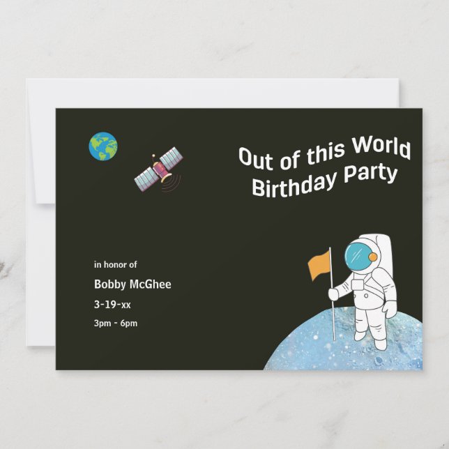 Out of this World Astronaut Birthday Party  Invitation (Front)