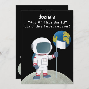 Out Of This World Astronaut Birthday Party Invitation