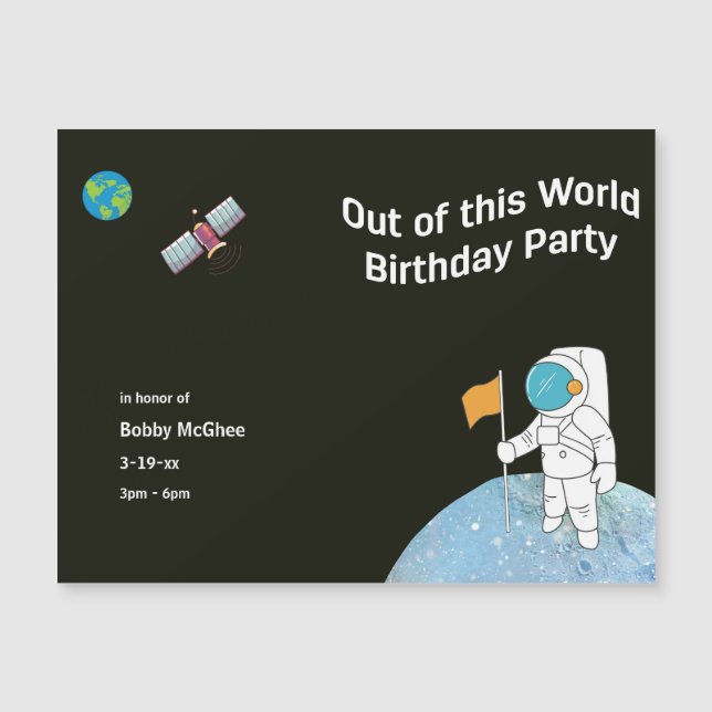 Out of this World Astronaut Birthday Party Magnet  (Front)