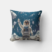 Out of This World Astronaut in Space Throw Pillow