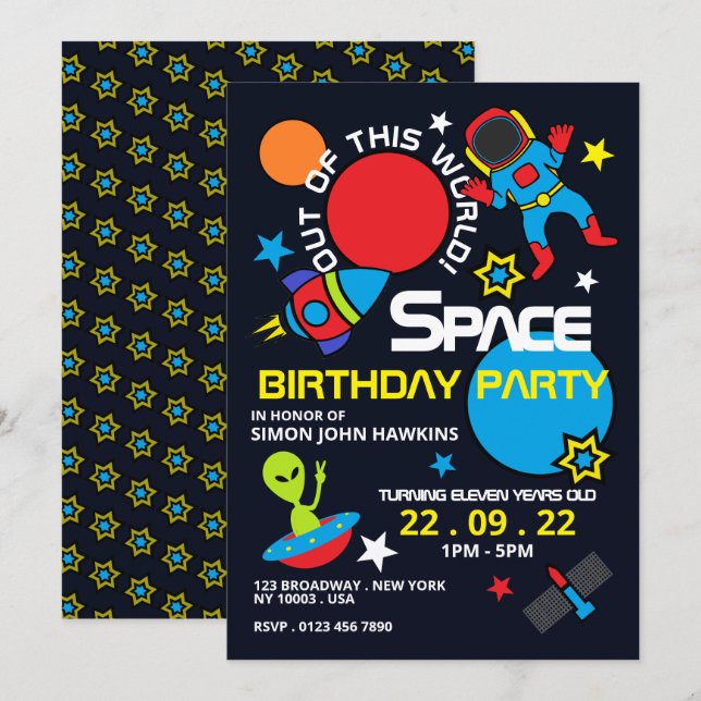 Out of this World!, Birthday Invitation (Front/Back)