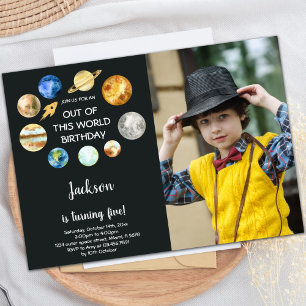 Out of this world birthday invitations with photo