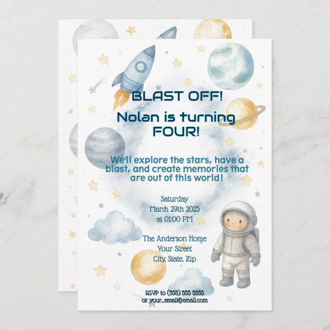 Out of This World Cosmic | Space Party - Birthday  Invitation (Front/Back)