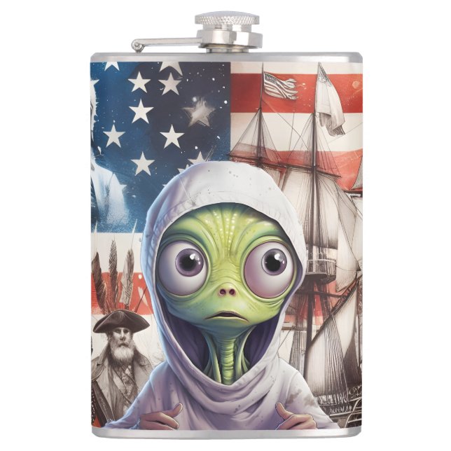 Out of this world guest hip flask (Front)