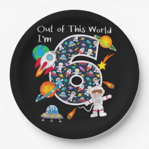 Out Of This World I'm 6 Outer Space 6 Year Old 6th Paper Plate