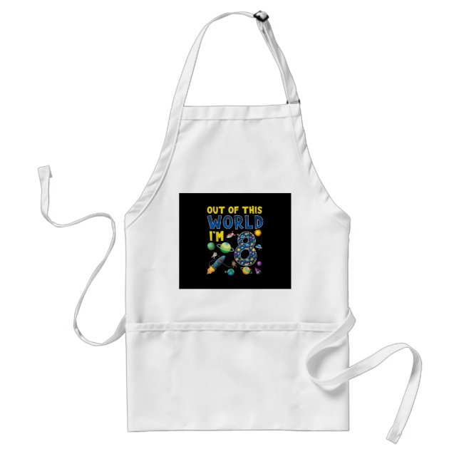 Out Of This World I'm 8 Space Rocket Birthday Part Standard Apron (Front)