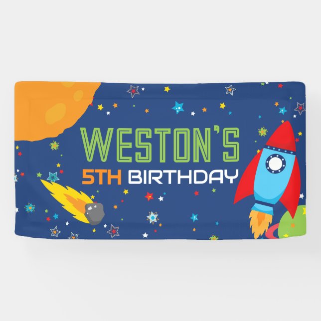 Out of This World Outer Space Birthday Banner (Horizontal)