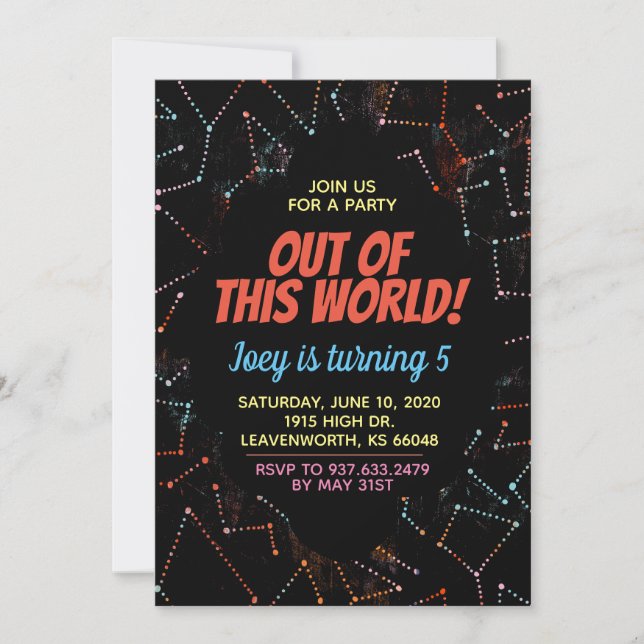 Out of this World Outerspace Invitation (Front)