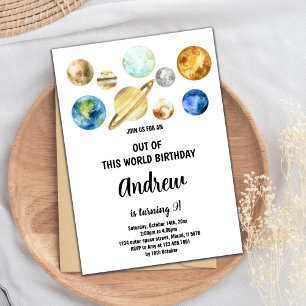 Out of this world planets Birthday Invitations
