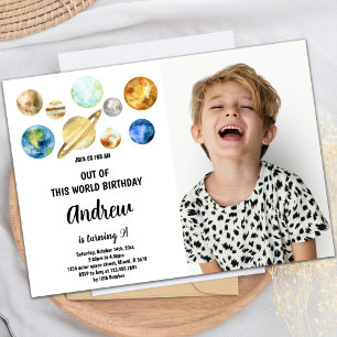 Out of this world planets Birthday Invitations pho