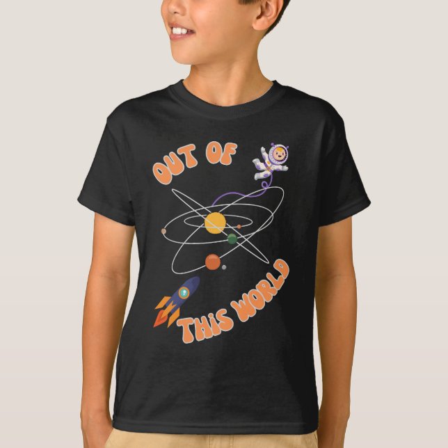 Out of This World Retro-themed Space Youth T-Shirt (Front)