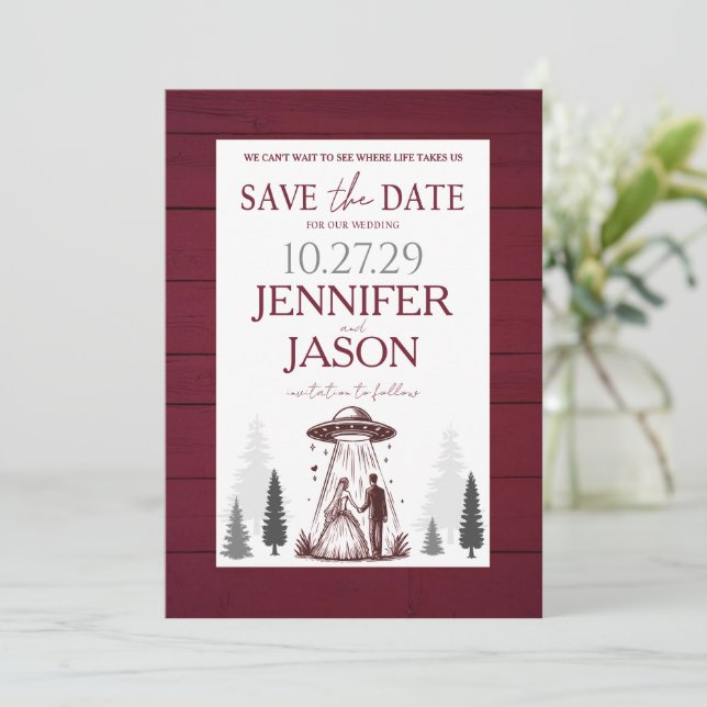 Out of this World Save The Date (Standing Front)