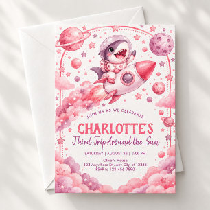 Out of This World Shark 3rd Birthday Invitation