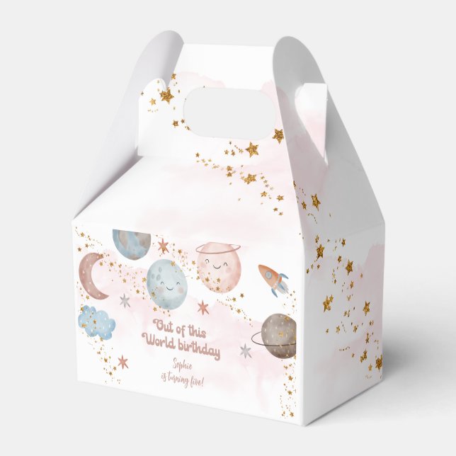 Out of this world space adventure kids birthday favour box (Front Side)