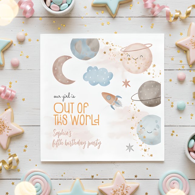 Out of this world space adventure kids birthday napkin (Creator Uploaded)