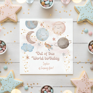 Out of this world space adventure kids birthday napkin