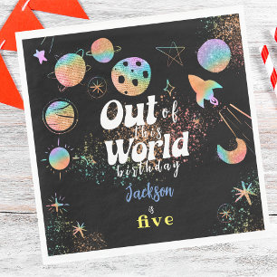 Out of this world space adventure kids birthday napkin