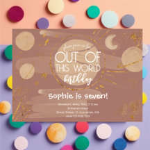 Out of this world space birthday Invitation