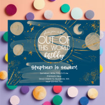 Out of this world space birthday Invitation