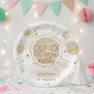 Out of this world space birthday paper plate