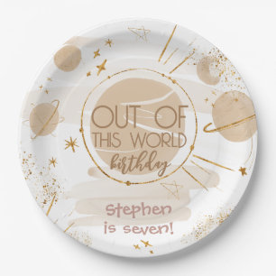 Out of this world space birthday paper plate