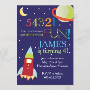 Out of this World Space Birthday Party Invitation