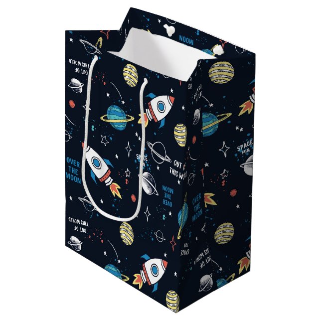 Out of This World Space Pattern Medium Gift Bag (Front Angled)