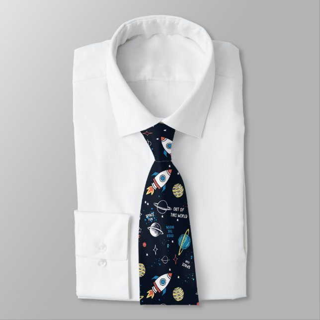 Out of This World Space Pattern Tie (Tied)