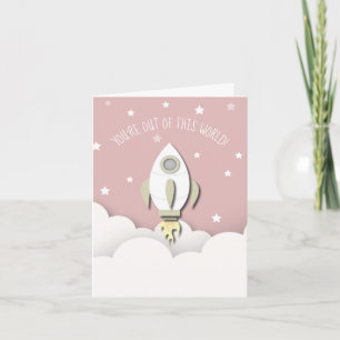 Out Of This World Space Pink Classroom Valentine Card