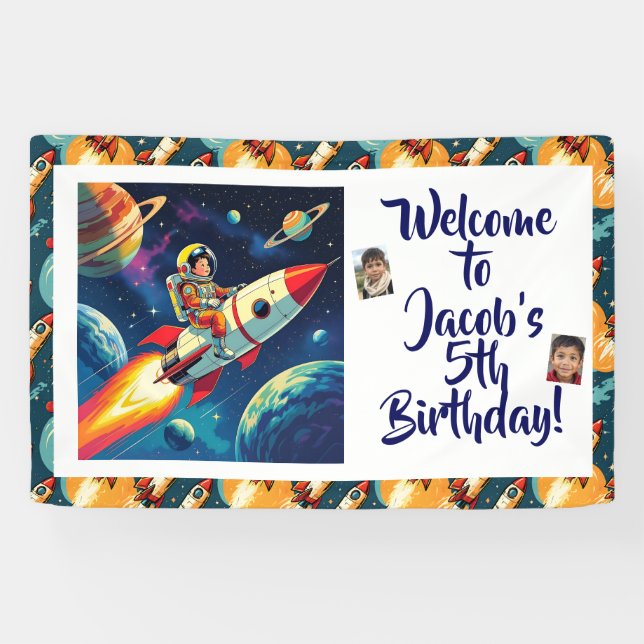 Out of this World Space Themed Boy's Birthday Banner (Horizontal)