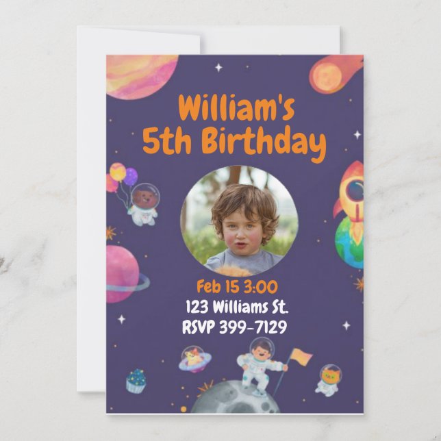 Out of This World Space Travel Childs Birthday  Invitation (Front)