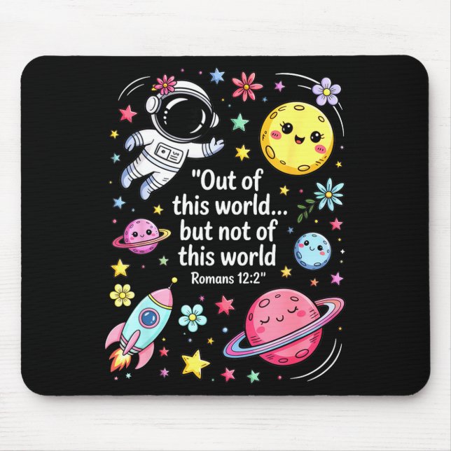 Out Of This World Spaceship Planet Galaxy Christia Mouse Mat (Front)